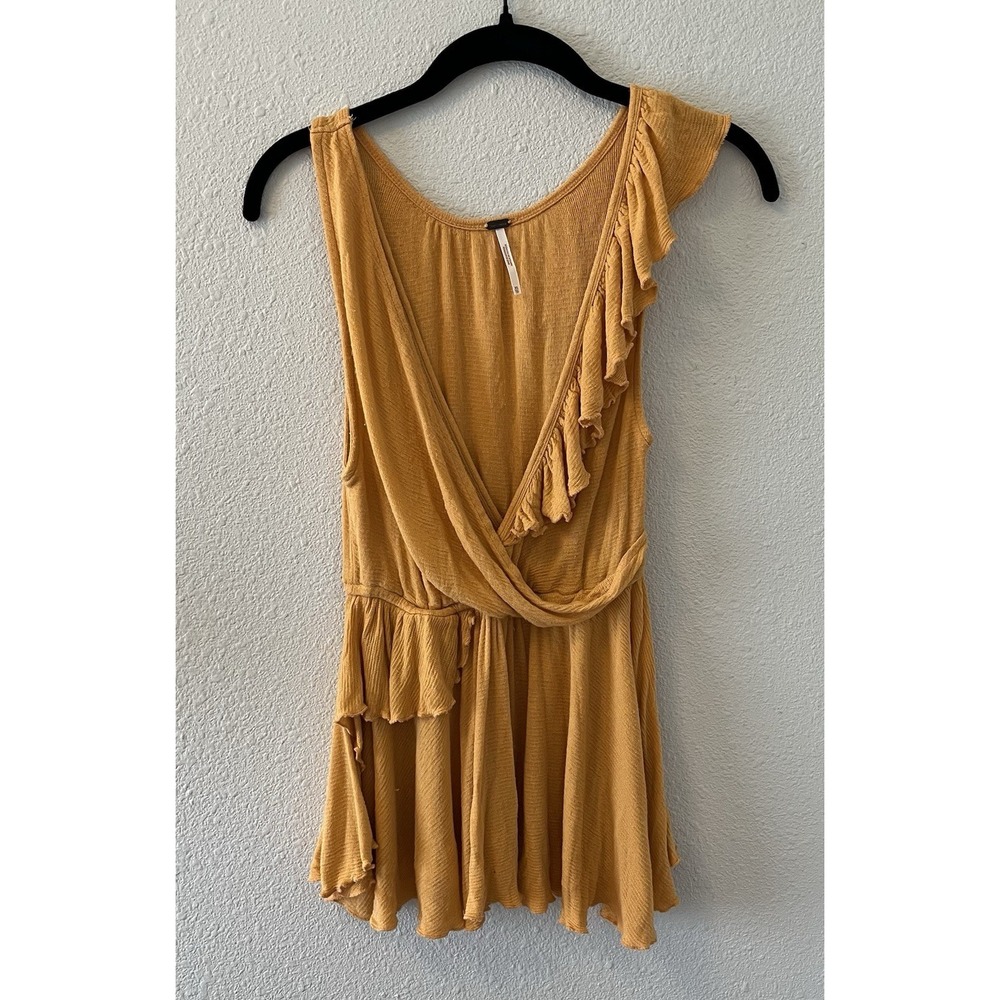 Free People Women's Top Size XS Float Away Ruffle Crossfront Tank Peachy Boho